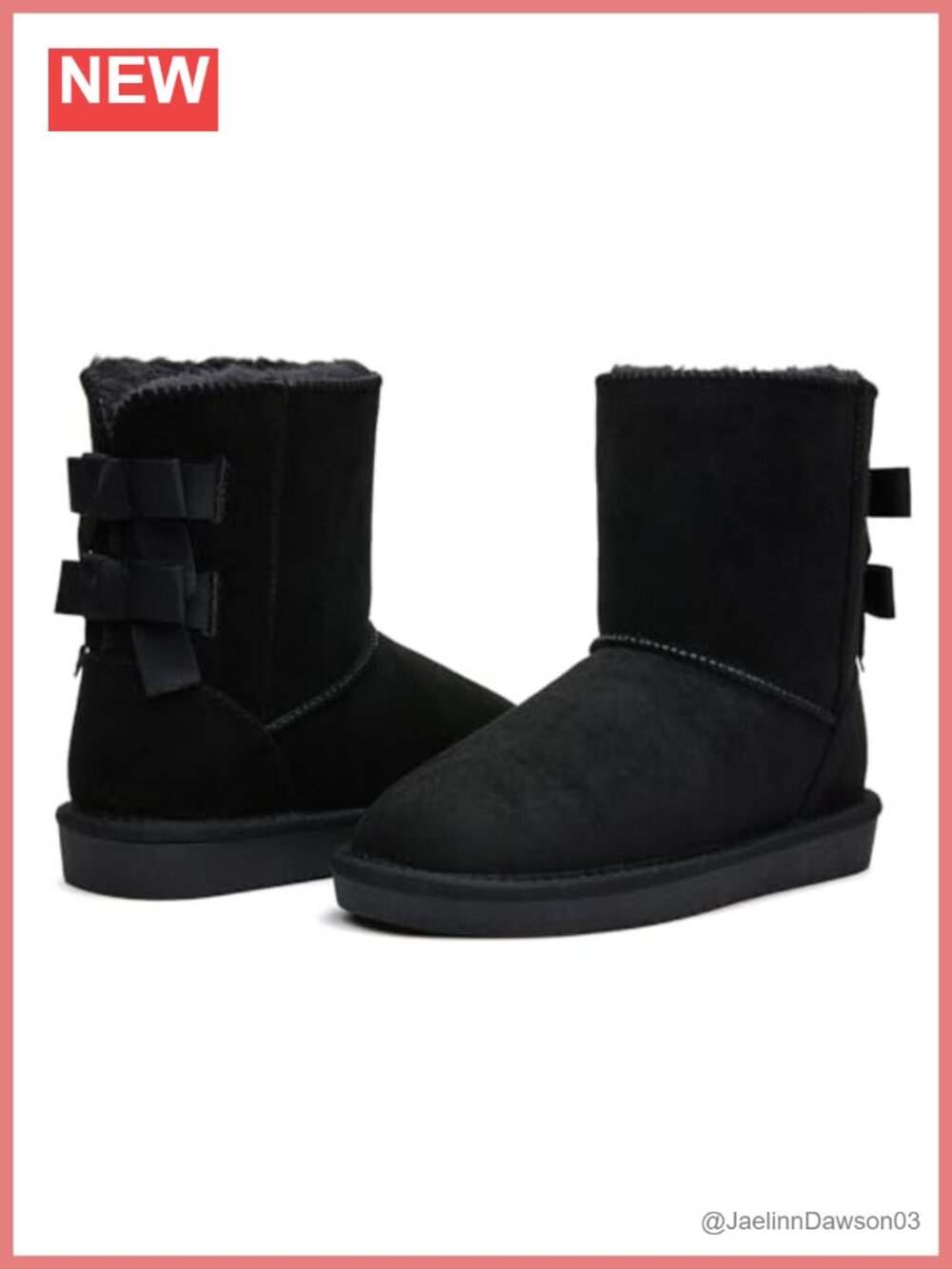 Mid Calf Faux Suede Snow Boots Slip-On Faux Fur Lined Winter